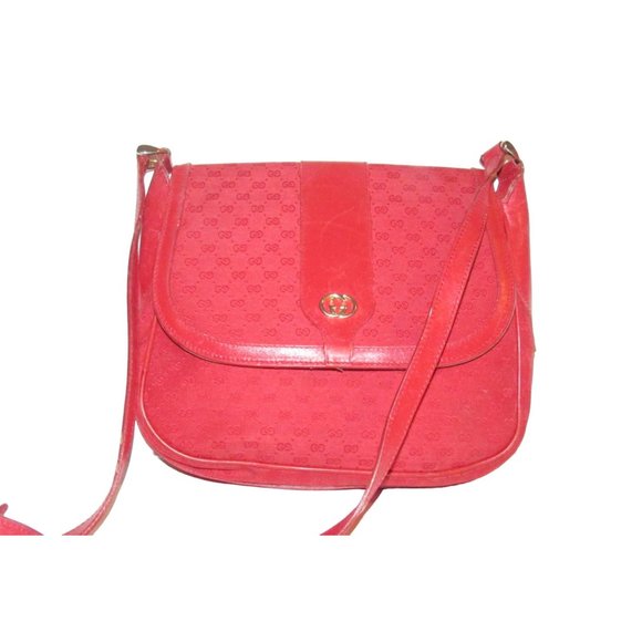 Vintage Gucci Red Micro Guccissima Print Canvas with Red Leather Crossbody - Picture 14 of 16